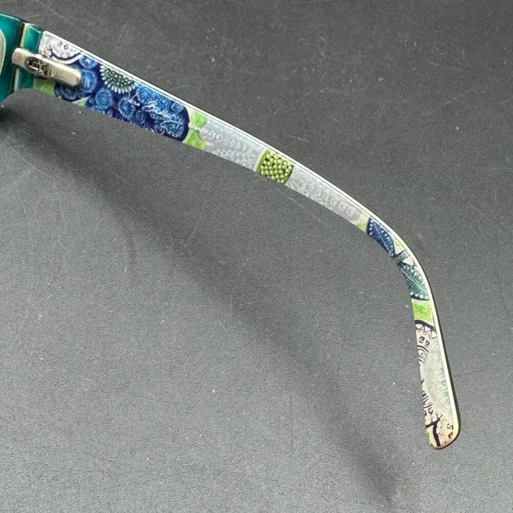 Vera Bradley Designer Reading Glasses Tortoise Blue Green Paisley Frame